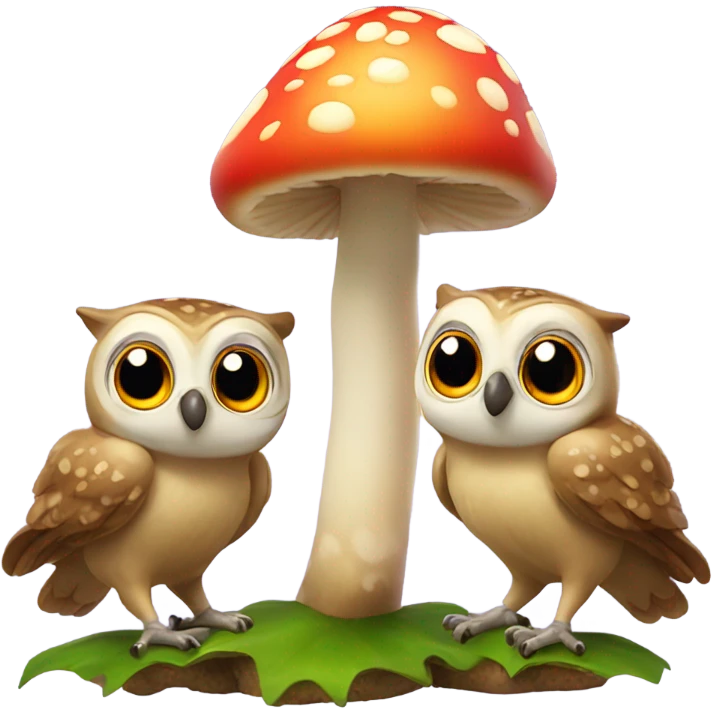 Two owls excited with 20 colorful mushrooms  emoji