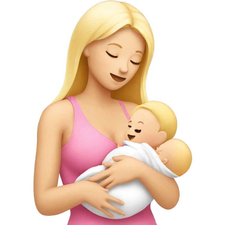 blonde woman breast feeding baby. pink emoji