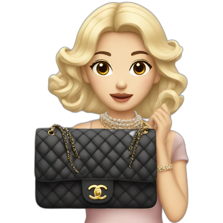 Blonde Asian girl with Chanel bag and necklace emoji