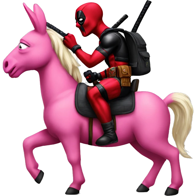 Deadpool riding pink donkey emoji
