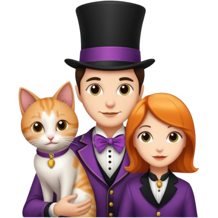 magician couple and their pet cat emoji