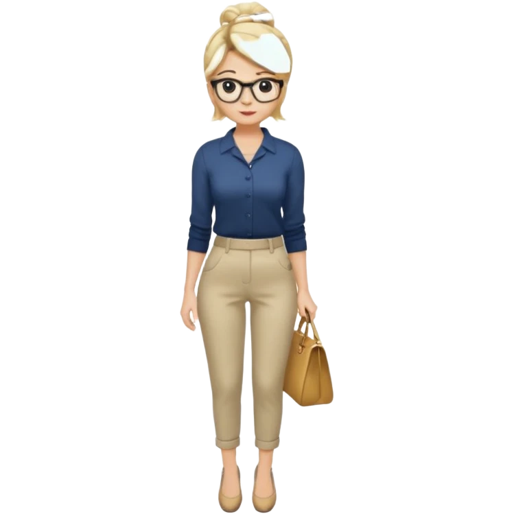  Dominatrix blonde hair up do and glasses full body emoji
