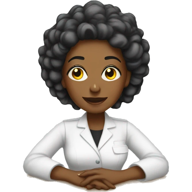Nail tech sitting at her desk emoji