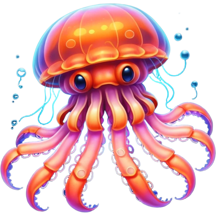 Neon glowing jellyfish-crab-squi emoji