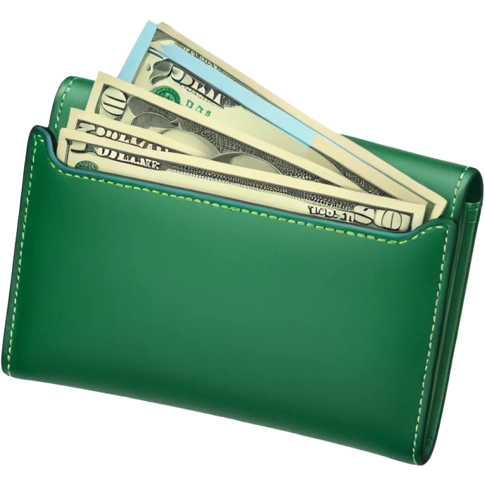 green wallet with dollars emoji