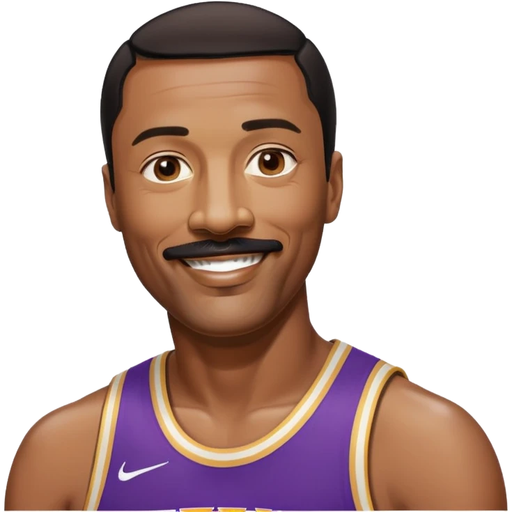 Wilt Chamberlain, tall Black man, black short hair, mustache, smiling emoji