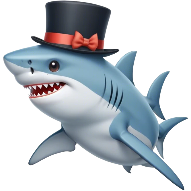 Shark with a top hat emoji