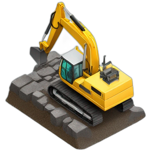 isometric-coin-with-excavator-inside emoji
