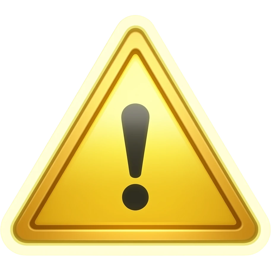 yellow  minimal warning triangle. with glowing yellow halo around it simple emoji