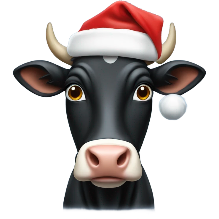 Black Cow wearing Santa hat emoji