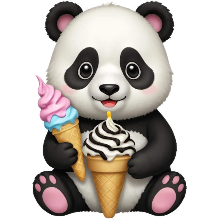 Panda eating ice cream emoji