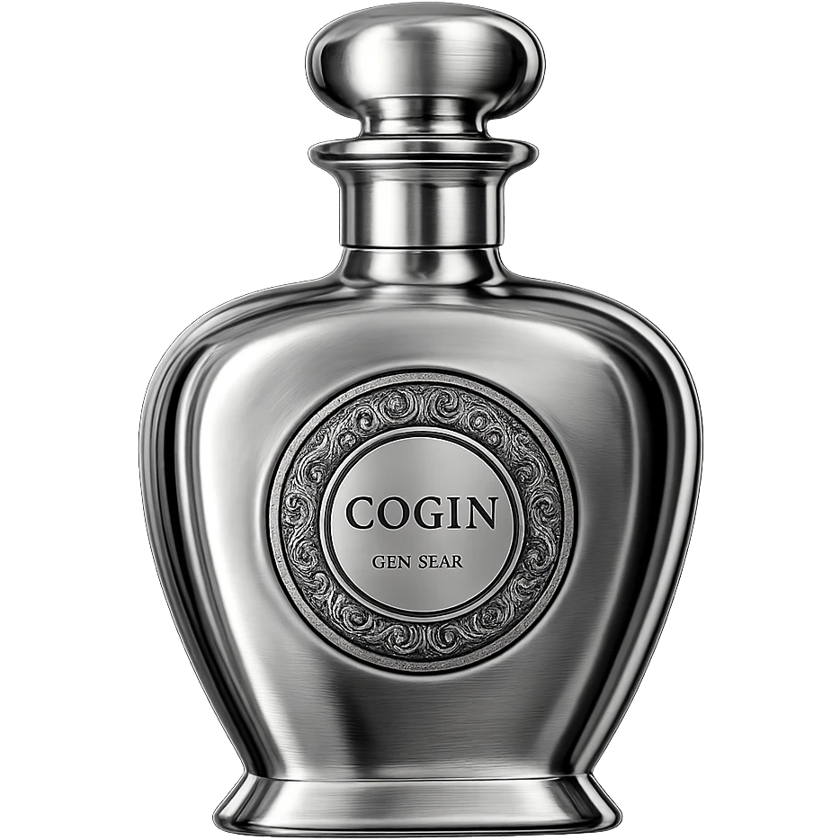 Transform the perfume bottle into a highly reflective and shiny 3D chrome metallic style with no background. emoji