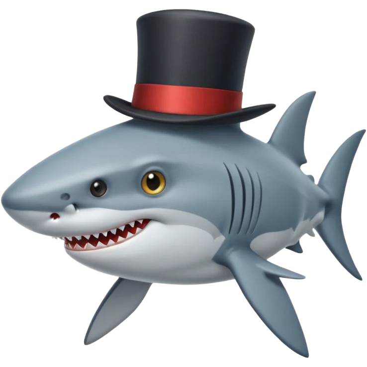 Shark with a top hat emoji