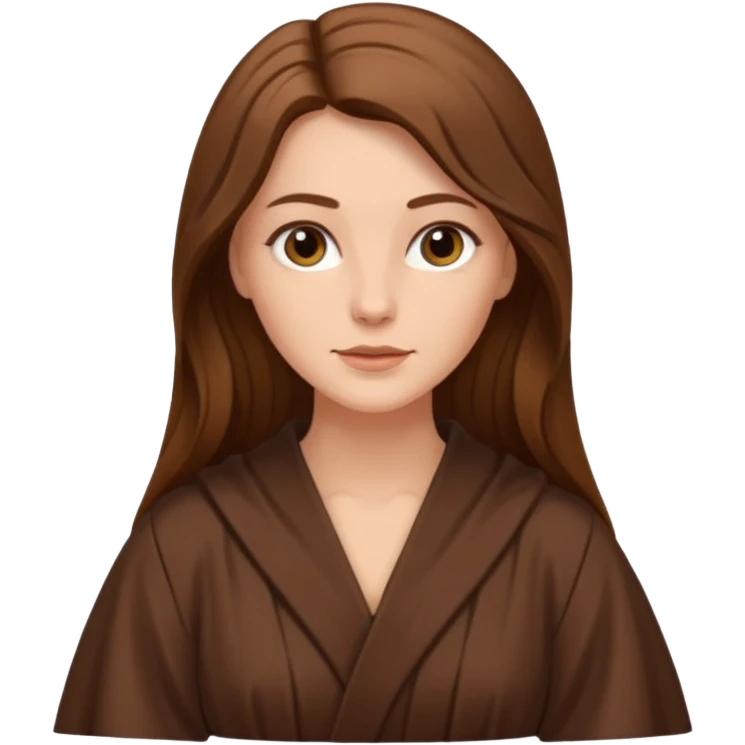 white long haired woman in brown robe emoji