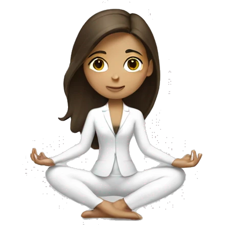 Brunette girl doing yoga in white suit  emoji
