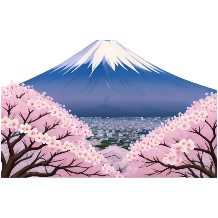 mount fuji with sakuras, no frame emoji