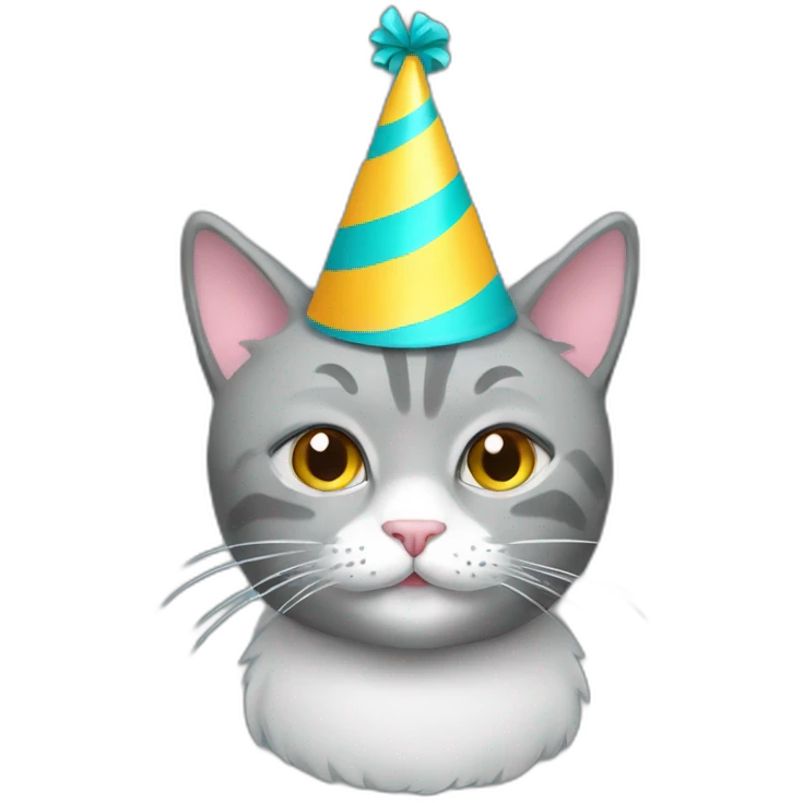 gray cat party hat emoji