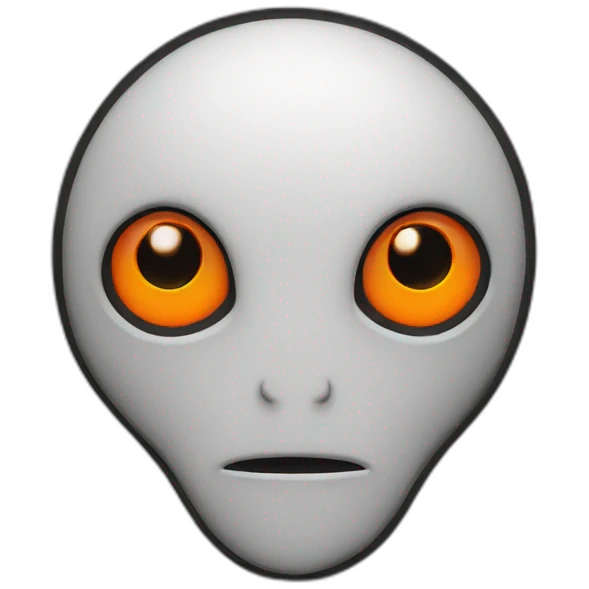 Minimal alien tattoo with black eyes and orange outline emoji