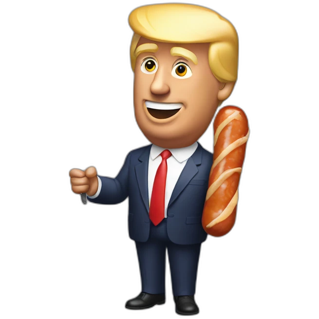 donald trump holding a saussage emoji