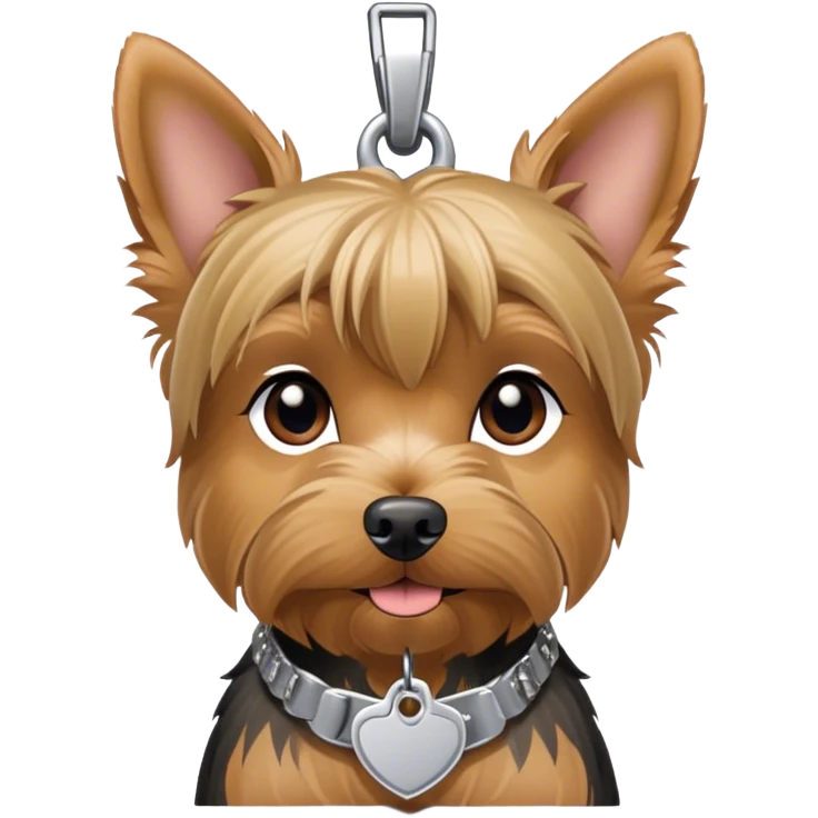 Yorkie with dog tag that says “Ace” emoji