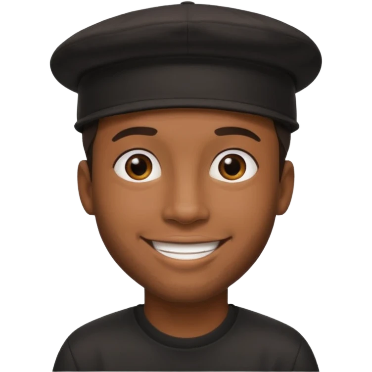 black guy wearing black backwards hat emoji