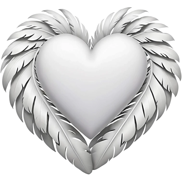 white heart with a feather texture emoji