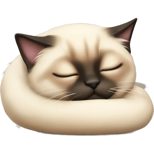 fluffy siamese cat curled up sleeping emoji