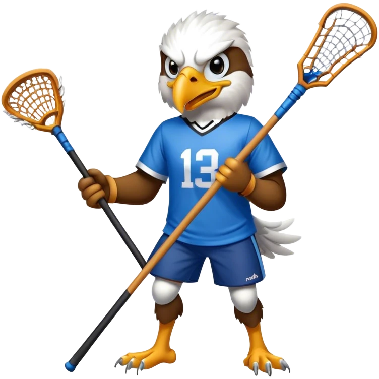 Eagle with lacrosse stick blue jersey emoji