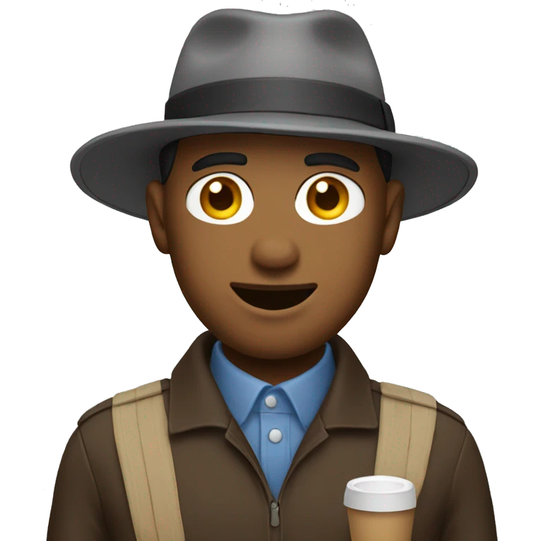Guy with hat making marketing emoji