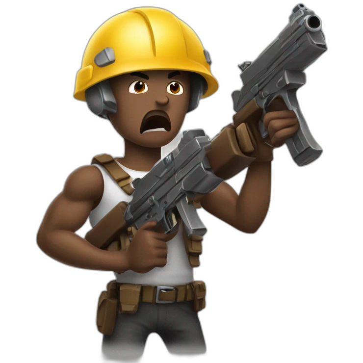 Chocorrol brown with gun and helmet very angry because he lost emoji