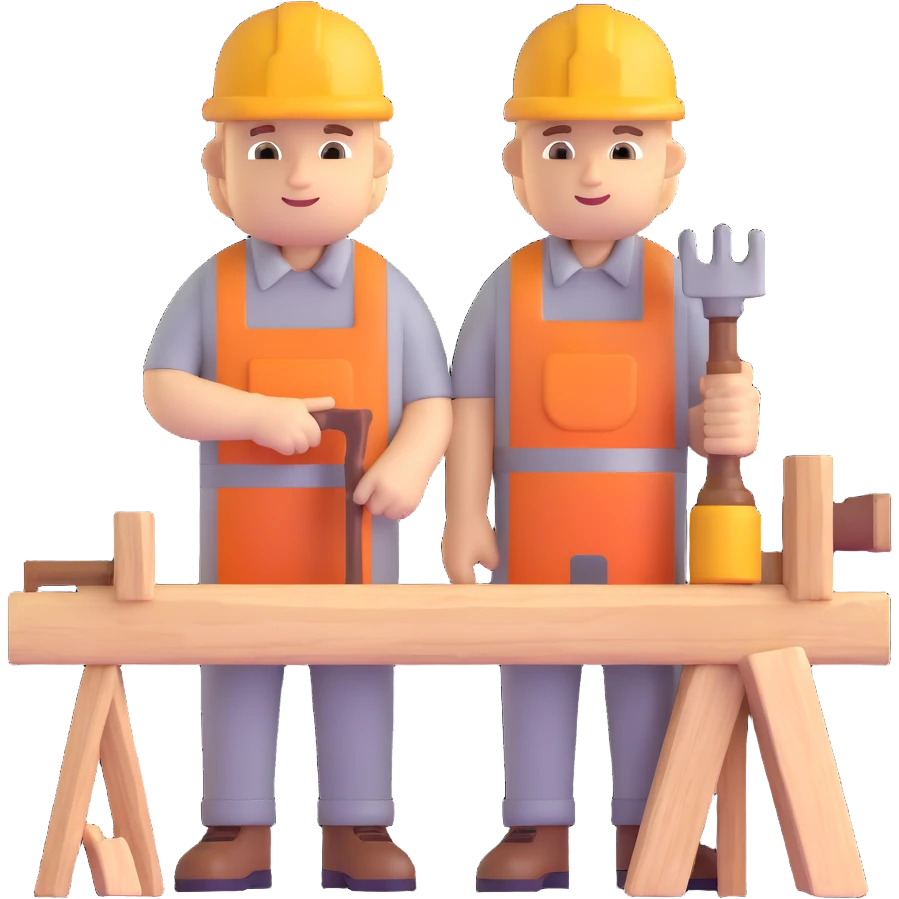 carpenter in workshop with wood emoji