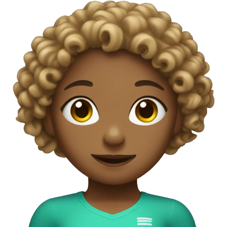 Curly girl doing gymnastics emoji
