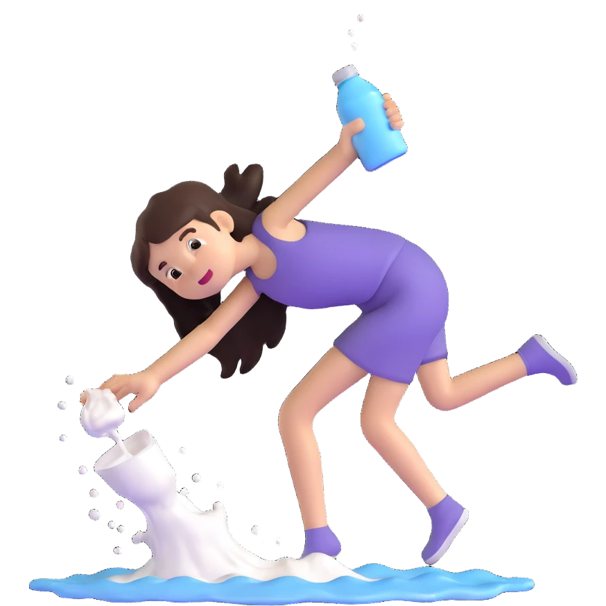 girl getting splashed with milk emoji