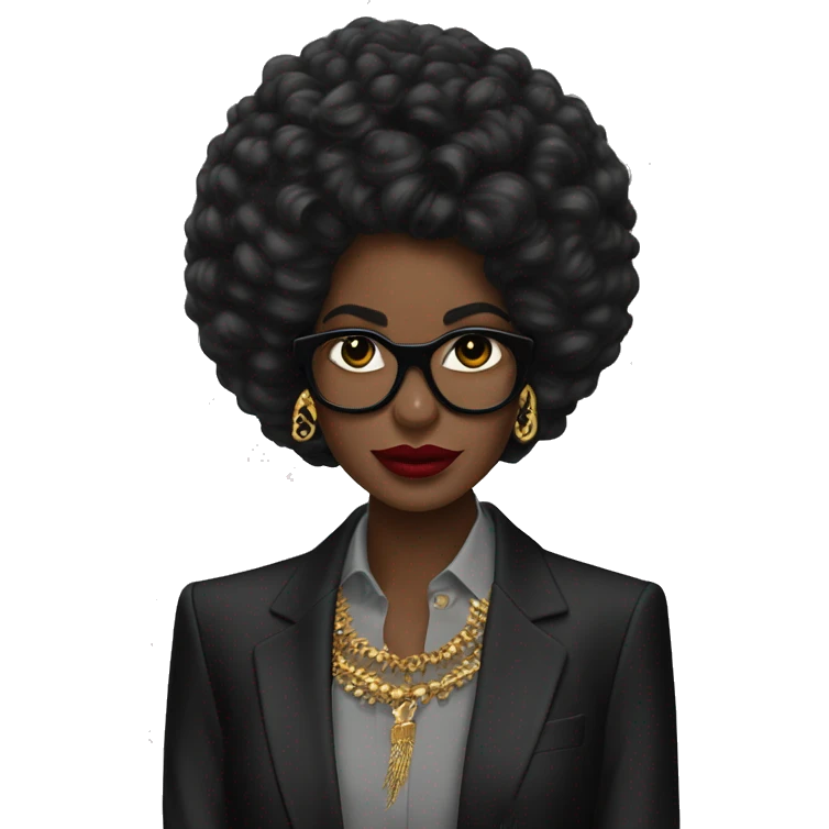 Negra com cabelo crespo e vestida de ysl  emoji