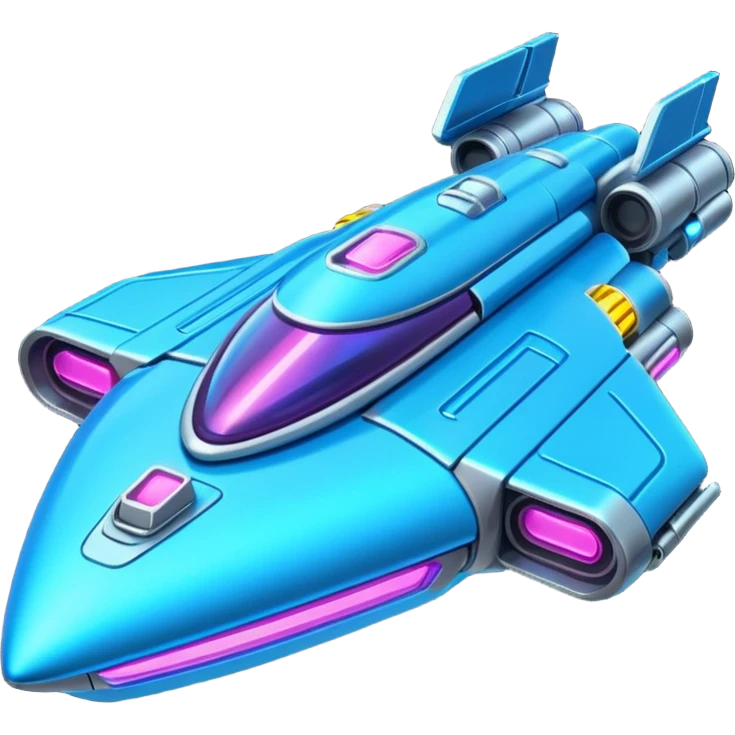 Neon spaceship with guns emoji