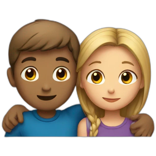 A boy and a girl hugging each other emoji