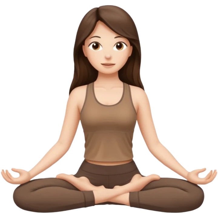 Brunette long hai lady with brown clothes doing yoga emoji