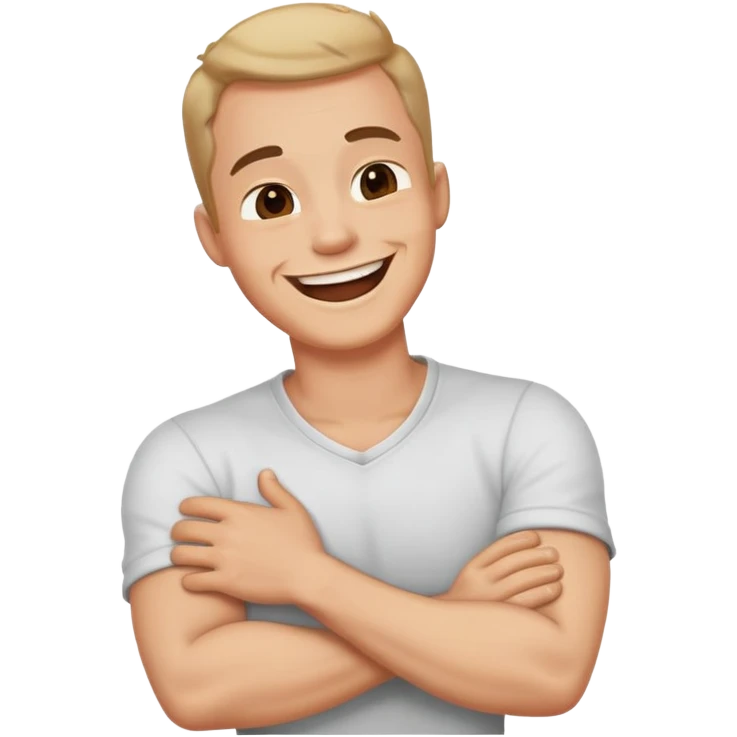 Arms crossed holding neck laughing guy emoji