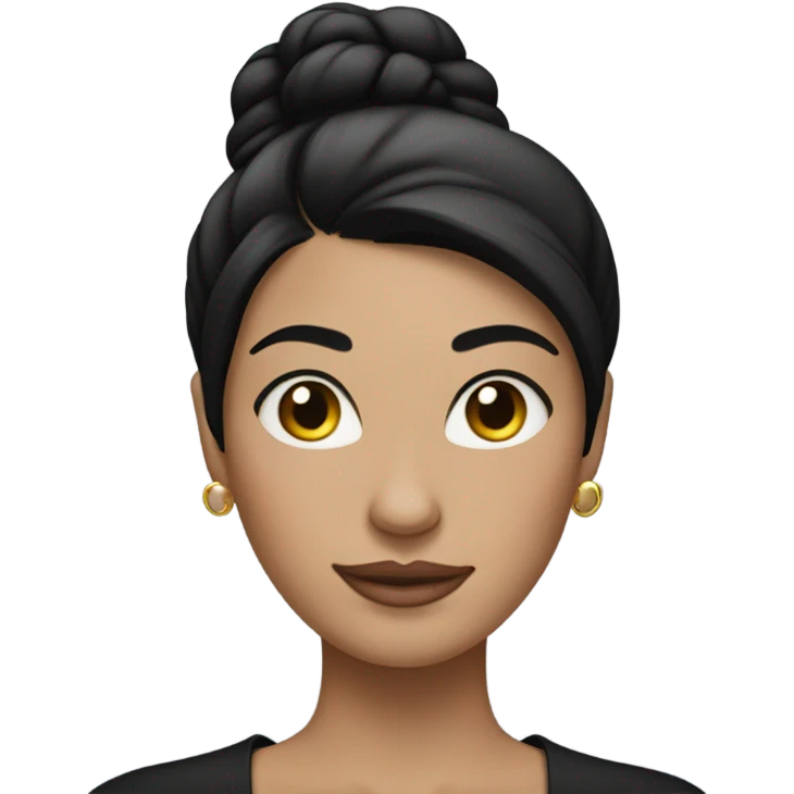 Women with black hair tired with black circle emoji