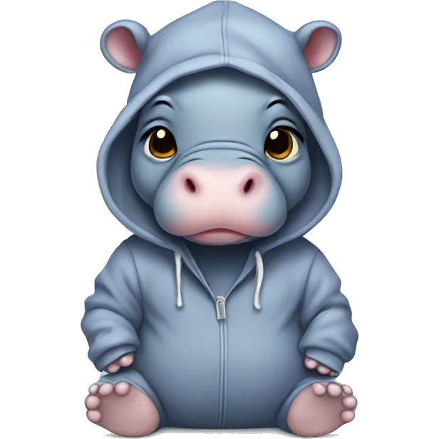 Cute baby hippo wearing a hoodie  emoji