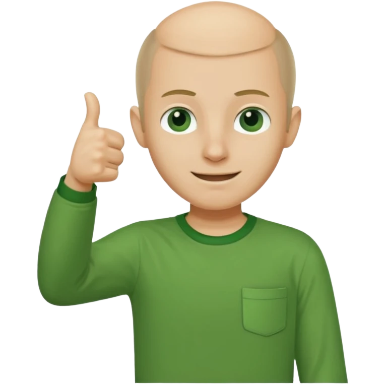 Personajul Baldi (din jocul Baldi's Basics in Education and Learning) făcând un semn de aprobare cu degetul mare in sus emoji