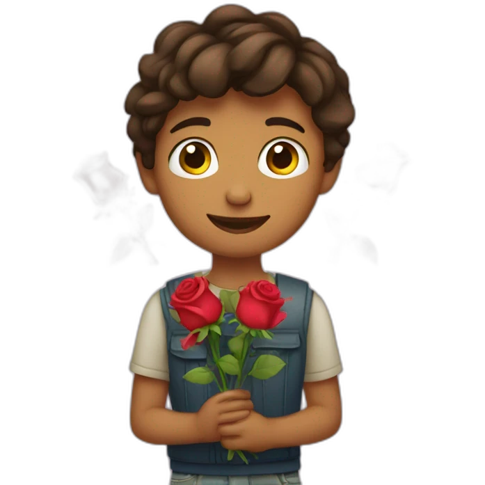 boy carry rose flowers for love  emoji