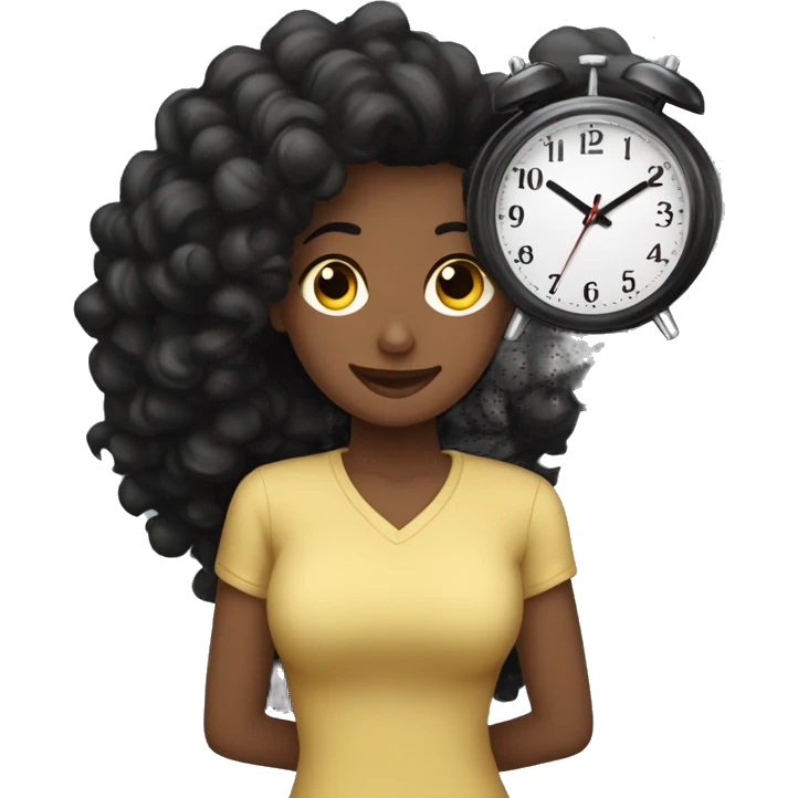 persona de cabello negro mirando el reloj emoji