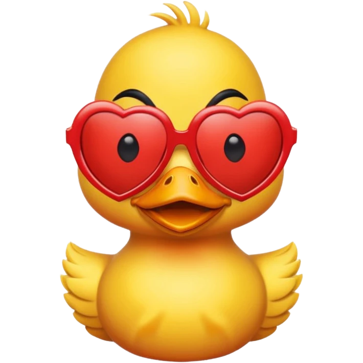 Make a frame emoji and inside it is a duck wearing red heart sunnies and the background is sky or anything blue emoji