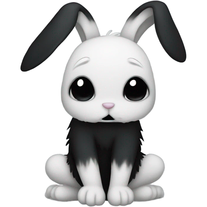 A depressed Emo rabbit with black fur emoji