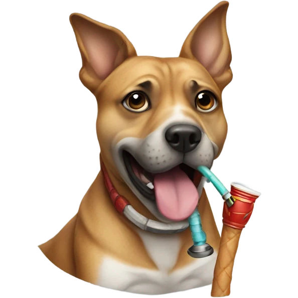 Dog with hookah in mouth emoji