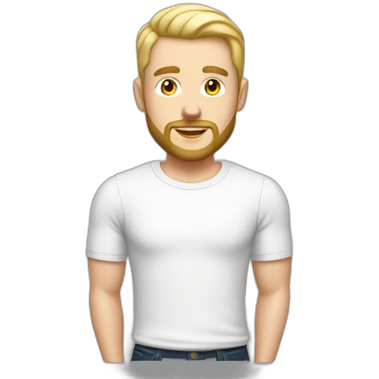 white man 30 years old blond with pointed goatee and beard, baldness, with a white cap, several gold earrings on each ear emoji