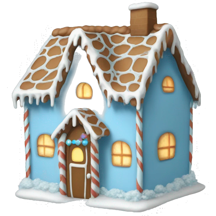 Cosy light blue gingerbread house  emoji