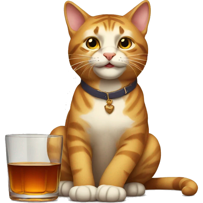 strong cat with whiskey emoji