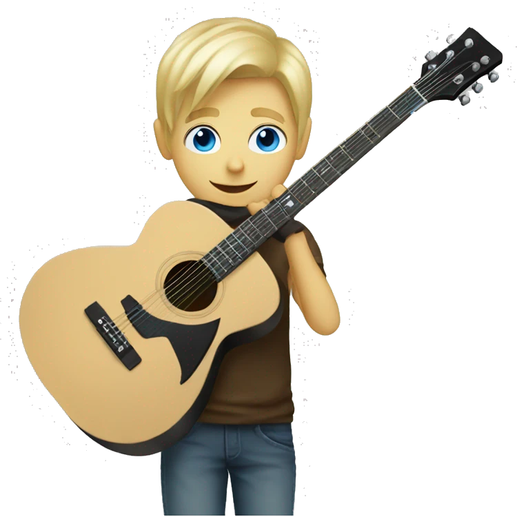blond boy blue eye play guitar emoji